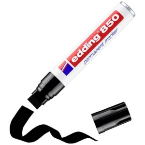 edding 850 Marqueur permanent - noir - 1 stylo - pointe biseautée 5-15 mm - pour des marquages larges - sèche vite, résiste à l'eau et aux frottements - pour carton, plastique, bois, métal, verre