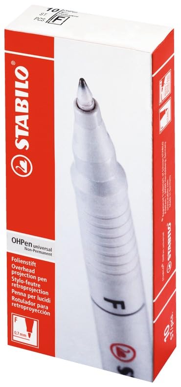 STABILO OHPen - Marqueur - Lot x 10 stylos marqueurs - Bleu (encre non-permanente/pointe fine 0,7mm) – Image 5