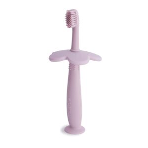Mushie Brosse à Dents d'Apprentissage en Forme de Fleur pour Enfant, Accessoires pour Bébé, Jeunes Enfants Garçons et Filles, Matériel Durable & de Haute Qualité (Soft Lilac)