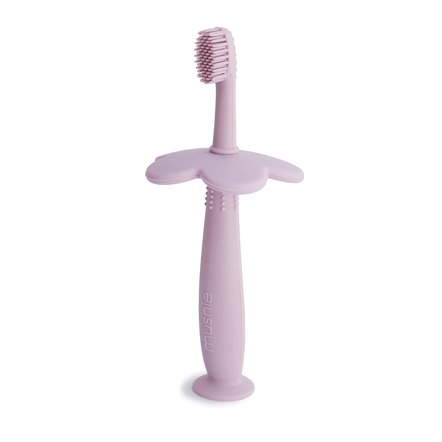 Mushie Brosse à Dents d'Apprentissage en Forme de Fleur pour Enfant, Accessoires pour Bébé, Jeunes Enfants Garçons et Filles, Matériel Durable & de Haute Qualité (Soft Lilac)