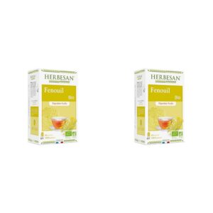 HERBESAN®- FENOUIL INFUSION BIO - DIGESTION FACILE - Sans plastique - 100% plante BIO - 20 sachets en papier (Lot de 2)