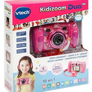 VTech - Kidizoom Duo DX Rose, Appareil Photo Enfant 10 en 1, Filtres Dynamiques – Version FR