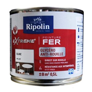 RIPOLIN - Peinture pour Fer Extérieur - Glycéro - Application facile : sous-couche intégrée - Bloque l'humidité - Protège de la rouille, agent-anti-corrosion - Brillant - 0,5L - Bleu marine
