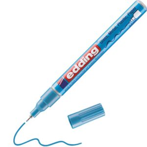 edding 780 Marqueur peinture brillante - bleu clair métallisé - 1 feutre peinture brillante - pointe extra fine 0,8 mm - pour dessin, coloriage, scrapbooking - étanche, très opaque