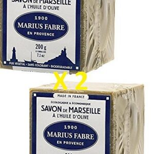 Marius Fabre - SAVON DE MARSEILLE ˆ l'huile d'olive, 200 Gr - Lot de 2 Cubes 200 Gr