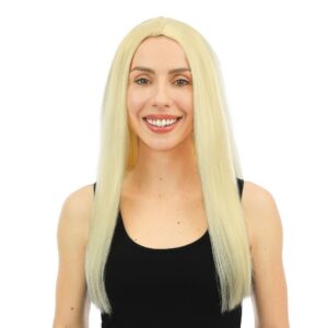 P'TIT CLOWN - 68040 - Perruque Longue Raide Femme - Long Wig - Accessoire de Déguisement pour Carnaval, Fêtes à Thèmes, Soirées Costumées, Cheveux Synthétiques - Adulte - 60 cm - Blond