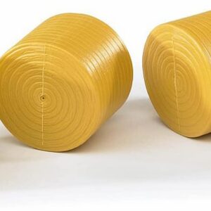 bruder 02344 - 4 balles rondes, brun ocre, accessoires enrubanneuse, presse à balles, ferme