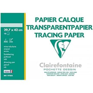 Clairefontaine 96883C - Pochette Dessin Scolaire - 10 Feuilles Papier Calque Hautement Transparent - A3 29,7x42 cm 70/75g - Idéal pour le Dessin Technique