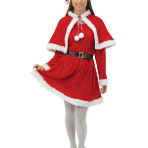 P'TIT CLOWN - Costume Mère Noël Femme - Robe Mere Noel, Capeline, Ceinture, Bonnet - Christmas Dress - Miss Santa - Parfait pour Déguisement Fête de Fin d'Année - Polyester - Rouge (XXL)