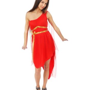 P'TIT CLOWN - Déguisement Aphrodite Adulte - Costume Déesse Grecque pour Femme - Tenue Carnaval, Halloween, Cosplay, Fête Costumée, Évènement à Thème - Rouge