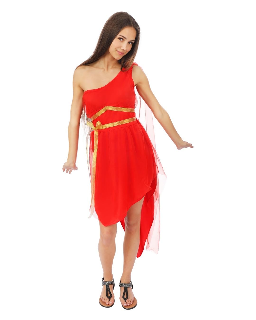 P'TIT CLOWN - Déguisement Aphrodite Adulte - Costume Déesse Grecque pour Femme - Tenue Carnaval, Halloween, Cosplay, Fête Costumée, Évènement à Thème - Rouge