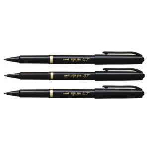 UNI-BALL Lot de 3 Feutres d'écriture Sign Pen MYT7 Pte Nylon Noir