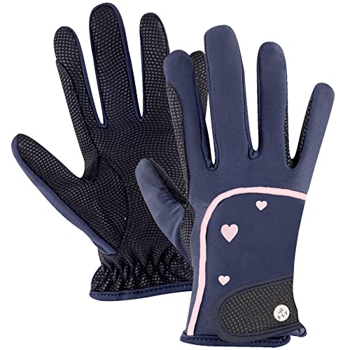 Gants d’équitation Metropolitan Heart, pour enfants, bleu nocturne-Lucky Heart, 5-7 ans