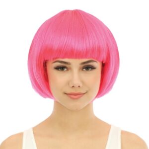 P'TIT CLOWN - 60590 - Perruque Cabaret - Bob Wig - Accessoire de Déguisement - Parfait pour Carnaval, Fêtes à Thèmes, Soirées Costumées, Manga, Cosplay, Halloween - Cheveux Synthétiques - Rose
