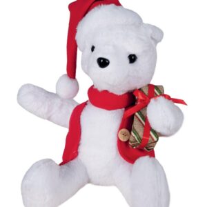 P'tit Clown - Automate Noël - Animatroniques - Animatronics - Décoration Animée et Sonore - pour Christmas - Fonctionne avec Piles (Non incluses) (Ours Blanc, 30 cm)