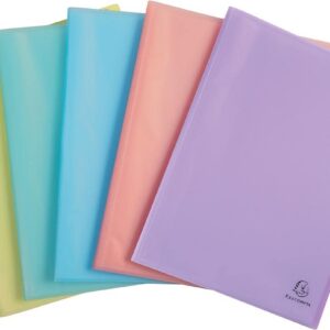 Exacompta - Réf. 88470E - 1 Protège-documents Chromaline Pastel - 40 pochettes cristal lisse - 80 vues - pour A4 - dim 24 x 32 cm - couverture en polypro recyclé translucide - 5 couleurs aléatoires