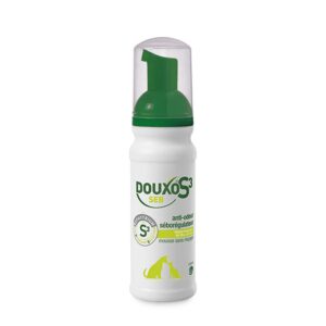 DOUXO S3 SEB Mousse Soin Anti-Odeur et séborégulateur sans rinçage, pour Chiens et Chats avec des pellicules, Poils Gras et Mauvaises odeurs, 150ml