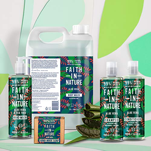 Faith in Nature Naturel Aloe Vera Shampoing et Après-Shampoing, Rajeunissant, Végan et Respectueux des Animaux, Sans Parabènes et Sans SLS, Cheveux Normaux à Secs, 2 x 400ml – Image 4
