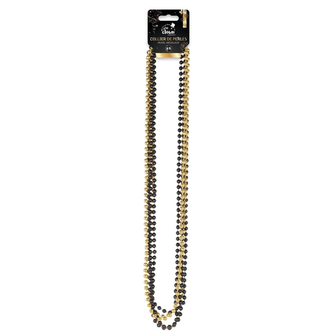 P'TIT CLOWN — Collier fausses perles x6 or et noir – Image 2