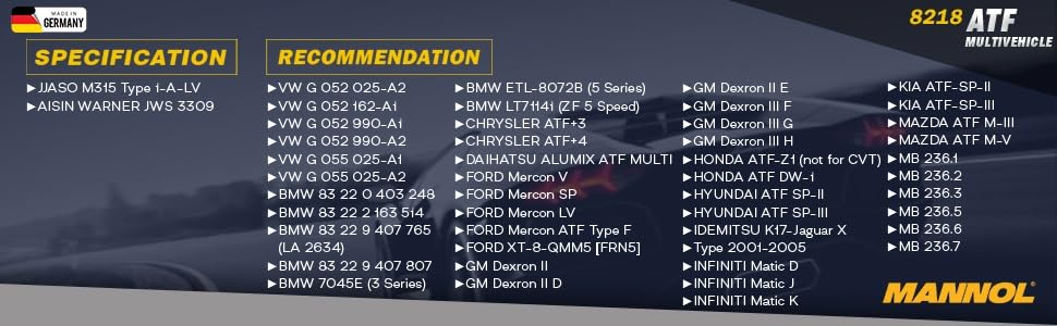 MANNOL 4 l, 8218 o.e.m. multivehicle JWS 3309 SP-III T-IV Dexron III – Image 7