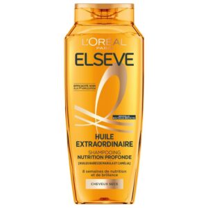 L'Oréal Paris - Shampooing Nutrition Profonde - 8 Semaines de Nutrition & Brillance - Tous Types de Cheveux Secs - Enrichi en Huiles Rares de Marula & Camélia - Elseve Huile Extraordinaire - 300ml