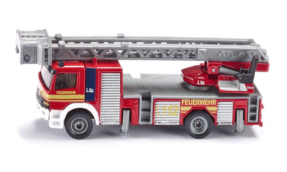 siku 1841 – Camion de pompiers avec échelle tournante, 1:87, Métal/Plastique, Rouge, Echelle mobile