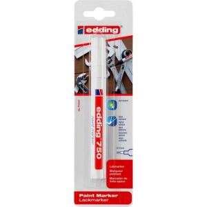 edding 750 Marqueur peinture - blanc - 1 stylo - pointe ronde 2-4 mm - marqueur de peinture pour l'étiquetage du métal, verre, roche ou du plastique - résistant à la chaleur, permanent et étanche