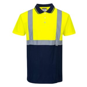PORTWEST — Polo haute visibilité 2 tons jaune/bleu marine XL
