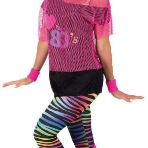P'TIT CLOWN - 22666 - T-Shirt Résille - Adulte - Couleur Fluo - Taille Unique - Accessoire Déguisement Carnaval, Fête à Thème - Fantaisie - Costume Années 80 - Disco - Danse