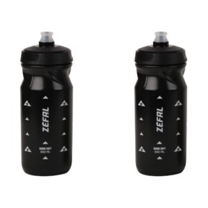 ZEFAL Pack Sense Soft 65 - Lot de Deux Bidons Velo et VTT - Gourde Sport Souple et Inodore - Bidon Eau Sans BPA - Tetine Silicone - Noir, 650ML