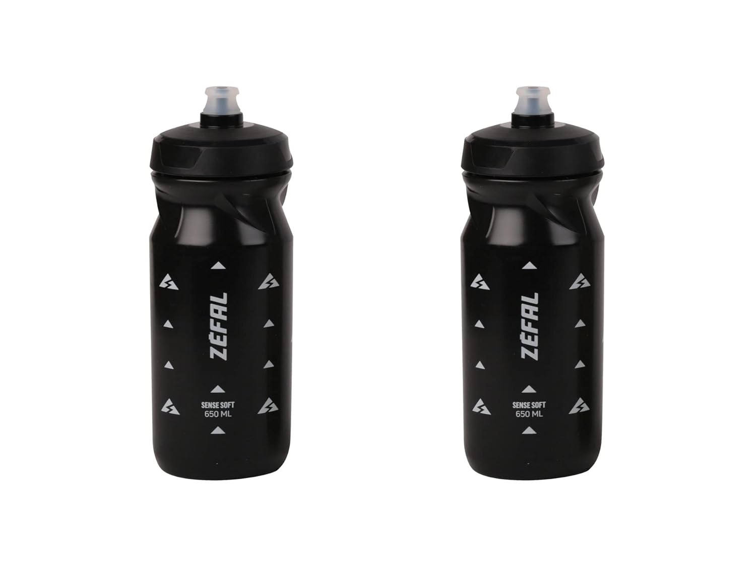 ZEFAL Pack Sense Soft 65 - Lot de Deux Bidons Velo et VTT - Gourde Sport Souple et Inodore - Bidon Eau Sans BPA - Tetine Silicone - Noir, 650ML