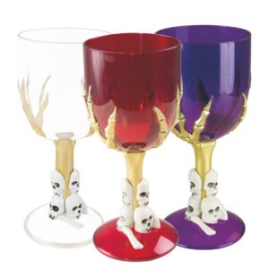 P'tit Clown - 99004 - Verre à Pied Halloween - en Plastique - 17 cm, l'unité - Couleur Aléatoire - Parfait pour Fêtes et Décorations Effrayantes