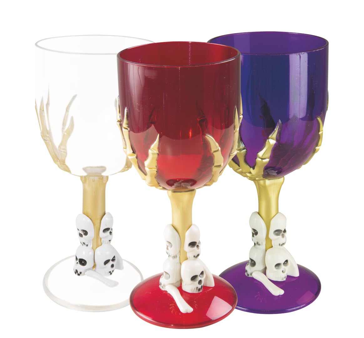 P'tit Clown - 99004 - Verre à Pied Halloween - en Plastique - 17 cm, l'unité - Couleur Aléatoire - Parfait pour Fêtes et Décorations Effrayantes