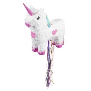 Boland 30932 - Piñata licorne - Dimensions : 47 x 39 cm - Blanc et rose - Carton - Piñata à frapper - Pour anniversaire, fête à thème, fête, anniversaire d'enfant, décoration, bonbons, cadeaux