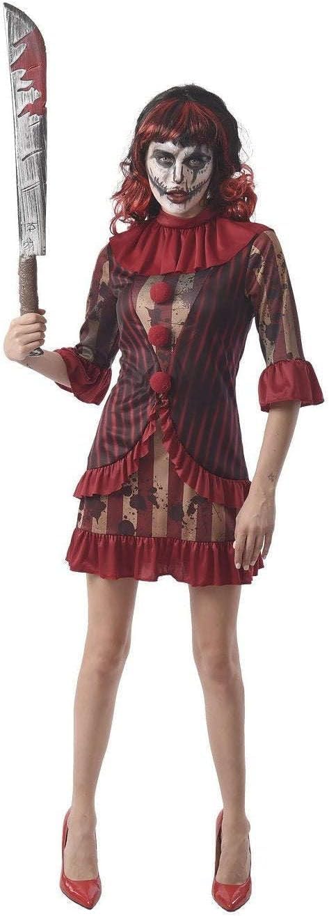 P'TIT CLOWN - Costume Clown Diabolique - Déguisement Adulte Parfait pour Halloween, Fêtes Costumées et Évènements à Thème (Femme, S-M)