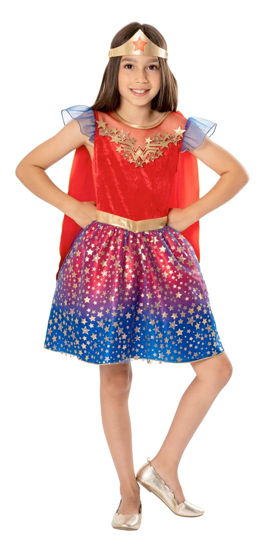 RUBIE'S DC Officiel - Wonder Woman Officiel - Déguisement Luxe - Déguisement Enfant - Taille 3 à 10 ans - Costume Pour Carnaval, Fête Costumée, Cadeau Anniversaire, Noël