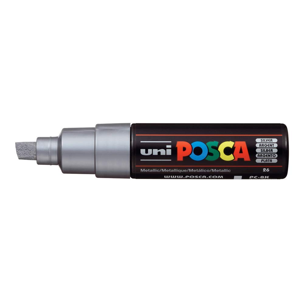 UNI-BALL Marqueur Pte large biseautée POSCA PC8K 8mm Argent