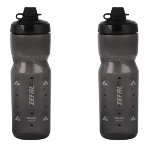 ZEFAL Pack Sense Soft 80 No-Mud - Lot de Deux Bidons Velo et VTT - Gourde Sport Souple et Inodore - Bidon Eau Sans BPA - Tetine Silicone - Noir Fumé, 2 x 800 ML