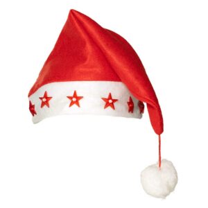 Boland 13402 - Bonnet de Noël Santa Stars avec étoiles clignotantes pour homme et femme - Bonnet rouge et blanc avec pompon oscillant sur le fil - Noël, carnaval, fête à thème, décoration de fête
