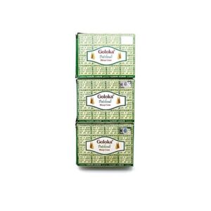 Goloka Lot de 3 boîtes de cônes d'encens Senteur patchouli