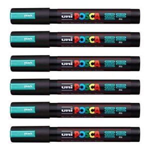 POSCA Uni-Ball PC-5M Lot de 12 marqueurs Vert métallisé