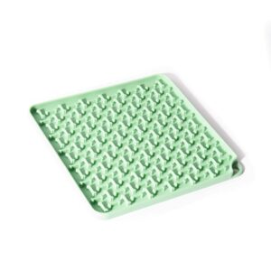 Tapis de Léchage pour Chien et Chat en Silicone Alimentaire - Antistress et Divertissant - Format Carré 20 cm - avec Ventouse - Compatible Lave-Vaisselle et Congélateur (Vert)
