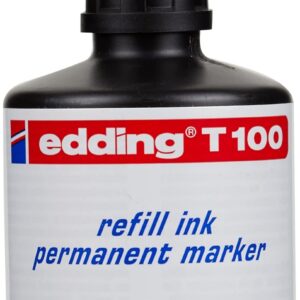 edding T 100 Recharge d'encre marqueurs permanents - noir - 100 ml - système de compte-gouttes, pour recharger rapidement presque tous les marqueurs permanents edding