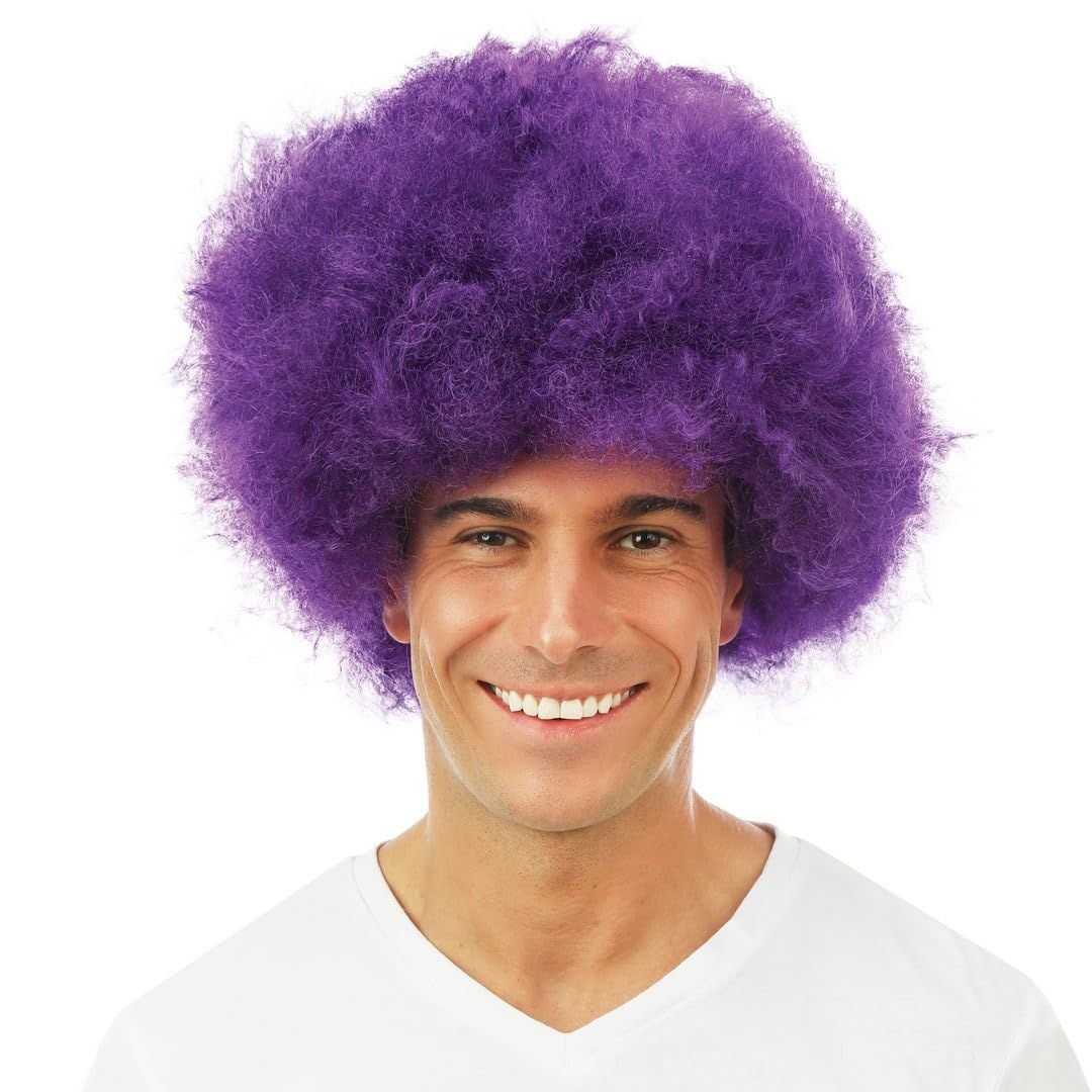 P'TIT CLOWN - 64469 -Perruque Afro -Funky Wig - Look Disco, Années 70, Retro - Accessoire de Déguisement - Carnaval, Fête à Thème, Halloween, Manga, Cosplay, Nouvel An - Cheveux Synthétiques - Violet