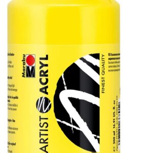 Marabu 12200075919 Artist Acrylique Jaune primaire 500 ml Peinture acrylique fine de qualité artiste à base d'eau Consistance pastel Haute pigmentation Très bonne brillance et opacité Taille unique