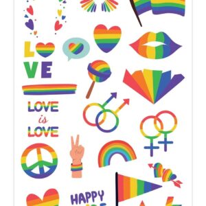 P'TIT CLOWN - 23265 - Tatouages Arc-en-ciel Éphémères - Non Toxique - Lavable à l'Eau - Facile à Appliquer et à Retirer - Parfaits pour Pride, Marche des Libertés, Carnaval - Plusieurs Modèles