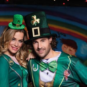 Alternative view of BOLAND — Chapeau Leprechaun vert avec barbe taille unique