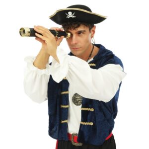 P'tit Clown - 44900 - Longue Vue de Pirate - Accessoire de Déguisement - Télescopique, Telescope - pour Carnaval, Halloween, Cosplay, Fêtes à Thèmes - Marron et Or - Plastique - Unisexe