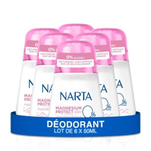 Narta - Déodorant Femme Bille - Magnesium Protect 48h Hypoalergénqiue Sans Alcool - lot de 6 x 50ml