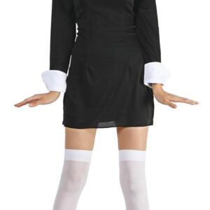 P'TIT CLOWN - 21141 - Déguisement Ecolière Halloween - Robe Gothique, Bas - Costume Adulte Carnaval, 31 Octobre, Soirée Déguisée, Fête Costumée - S/M